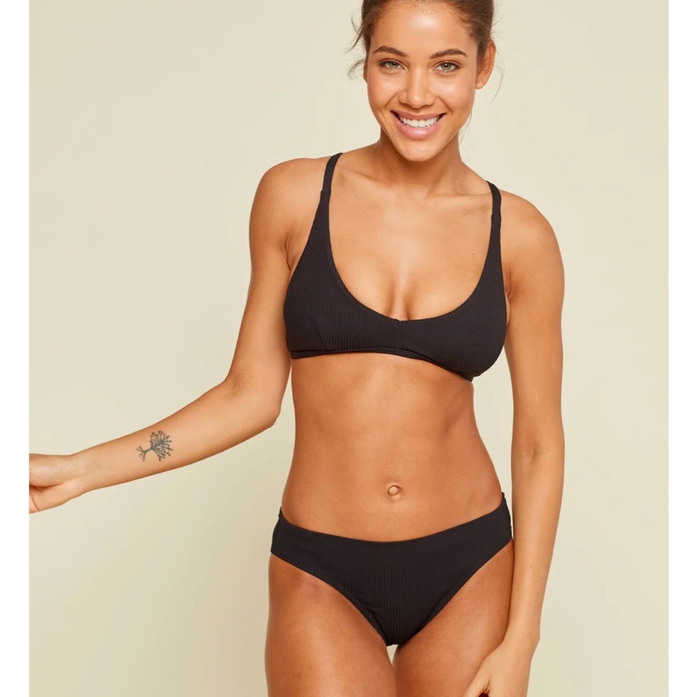 Andie Swim Valencia Black Ribbed Bikinit Top and Cheeky Bottom